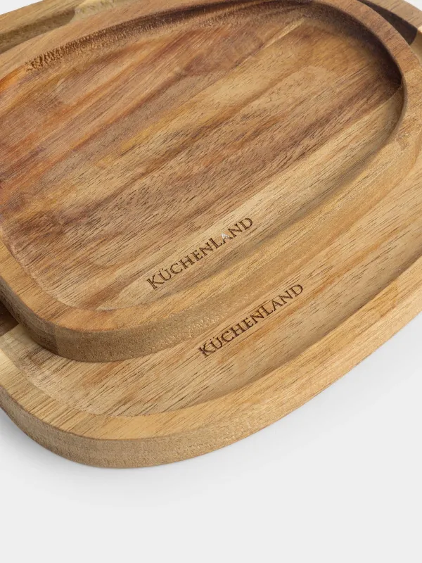 Set of dishes, 16x12 / 20x18 cm, 2 pcs, wood, oval, Noble tree, image-5