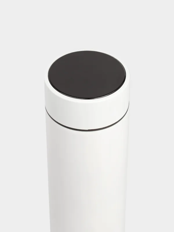 Thermos flask, 500 ml, with thermometer, steel / plastic, white, Celsius, image-3