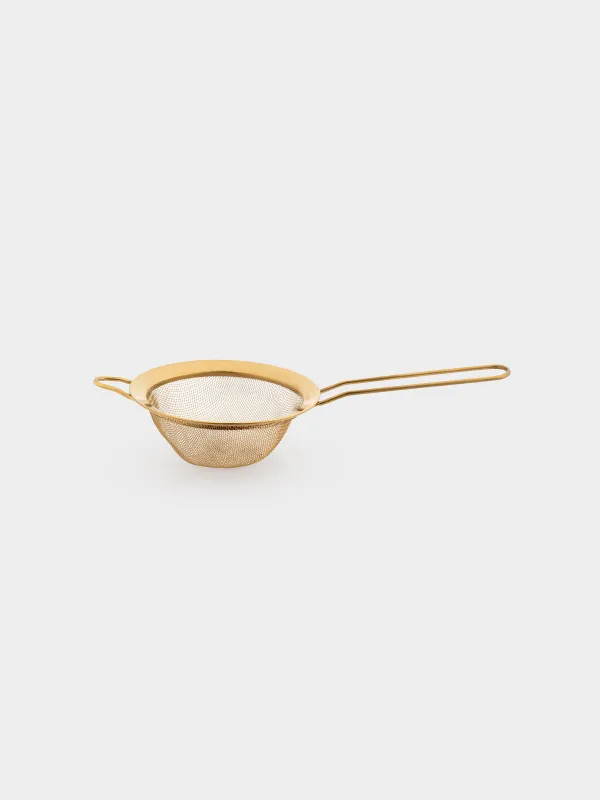 Sieve, 12 cm, with handle, steel, gold, Device gold, image-1
