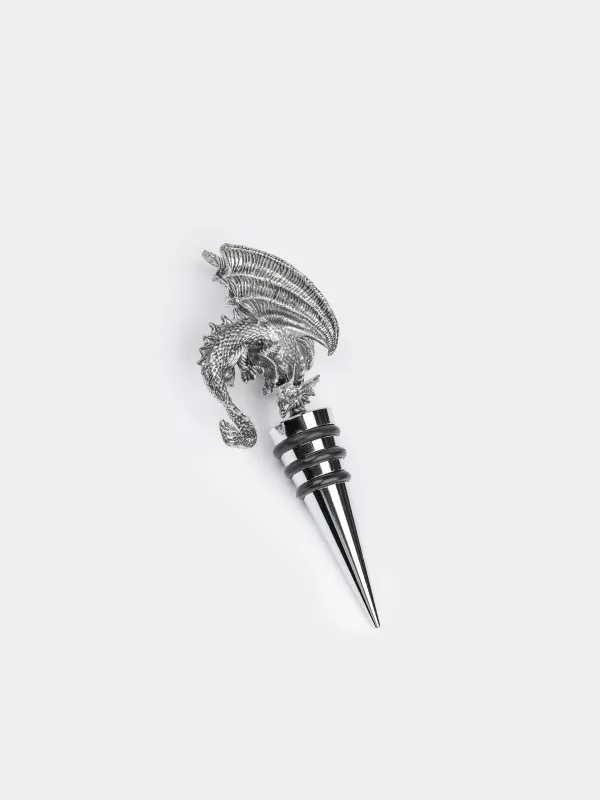 Wine bottle stopper, 12 cm, metal, Dragon rainira, image-2