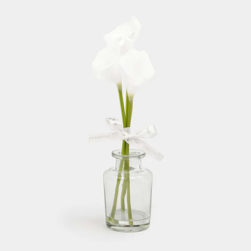 Artificial bouquet, 30 cm, in a vase, metal / glass, White calla lilies, Flower garden
