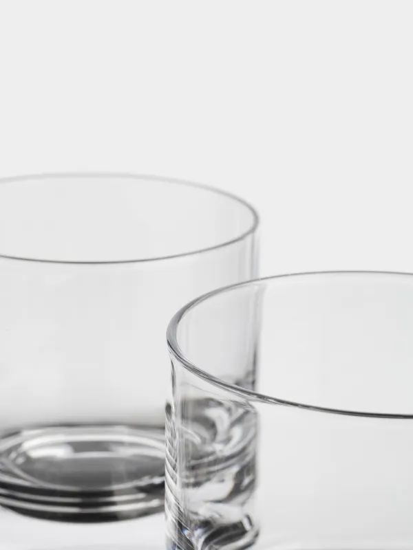 Drinking glass, 10 cm, 340 ml, 2 pcs, on a stand, glass / wood, Clear, image-5