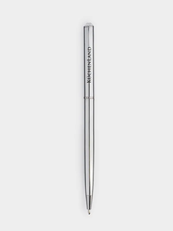 Ballpoint pen, 13 cm, with crystal, metal, silver, Draw, image-0