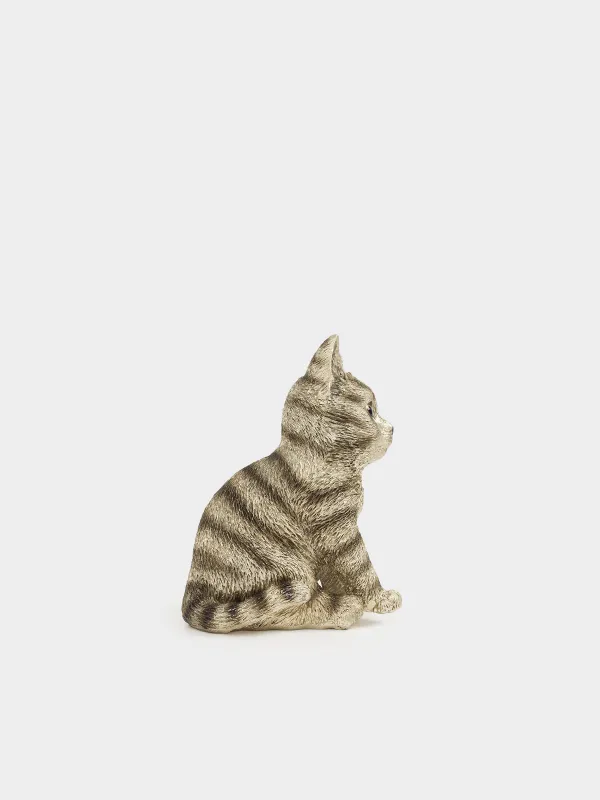 Statuette, 11 cm, polyresin, Champagne, Kitten sitting, Cat, image-4