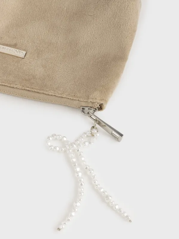 Makeup bag, 19x12 cm, polyester, color, Pearl bow, Beauty box, image-3