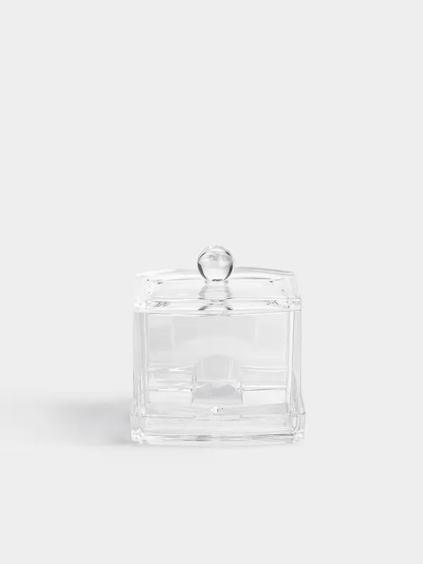Cotton swab container, 9x10 cm, with lid, plastic, Basic, image-0