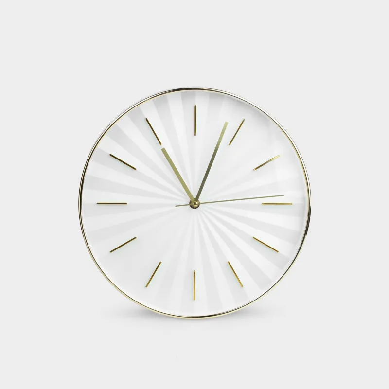 Wall clock, 30 cm, plastic, round, golden white, Fantastic gold