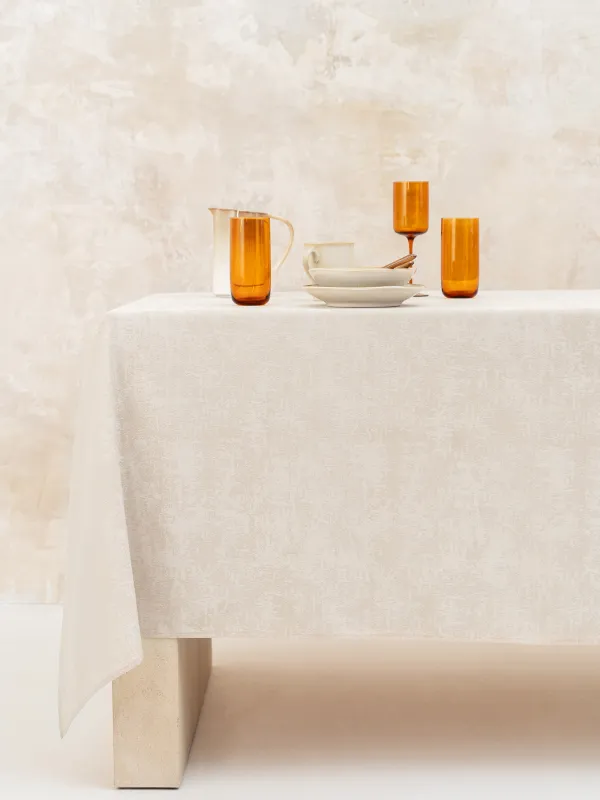 Tablecloth, 170x250 cm, polyester, beige, Jacquard, image-0