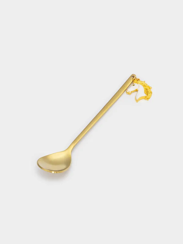 Dessert spoon, 14 cm, 2 pcs, steel, golden, Horse, Horse gold, image-3