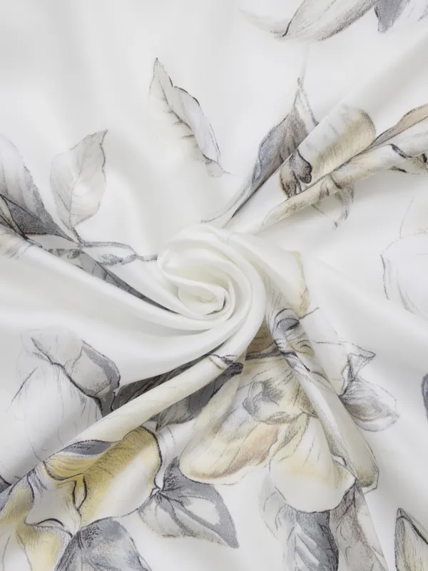 Bed linen set euro, Tencel 300 TC, milky gray, Magnolia flowers, Tencel, image-2