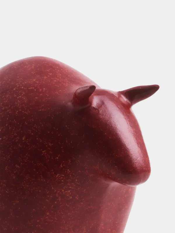Statuette, 21 cm, polyresin, red, Bull, Art modern, image-4