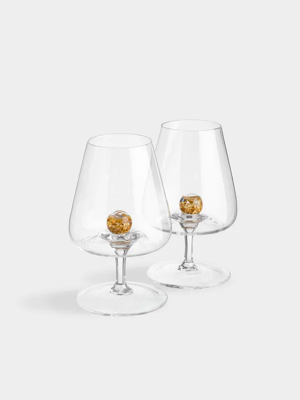 Drinking glass, 430 ml, 2 pcs, crystal glass, Amber ball, Sorento, image-1