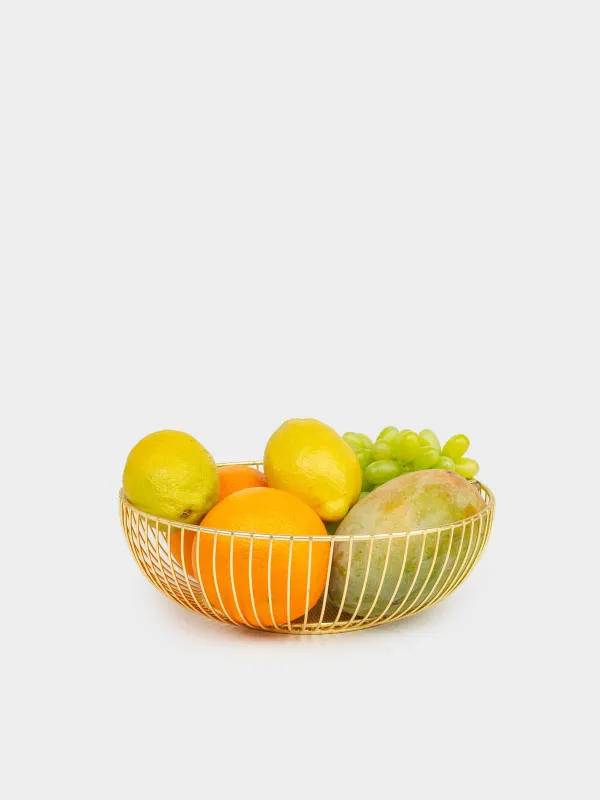 Fruit basket, 25 cm, metal, golden, Twist gold, image-3