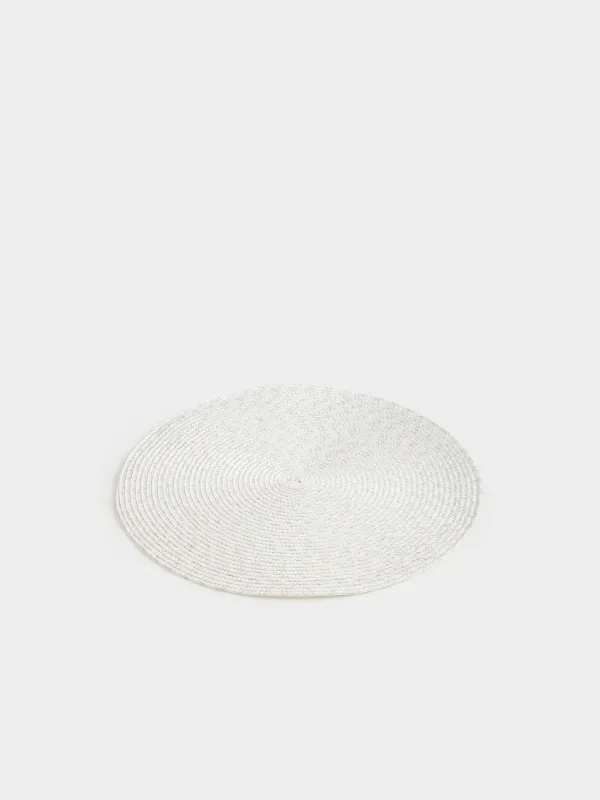 Placemat, 38 cm, polyester, round, milky, Ring mix, image-1