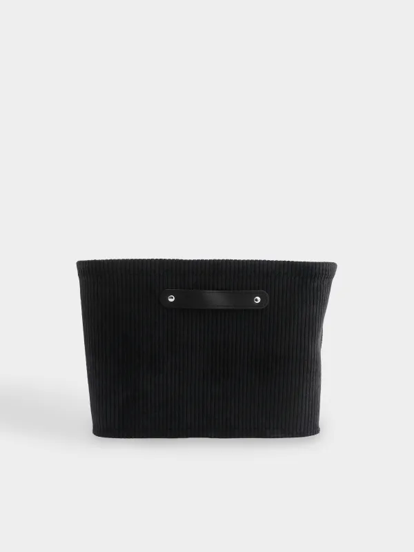 Laundry basket, 38x26x25 cm, with handles, polyester, rectangular, black, Black style, image-2