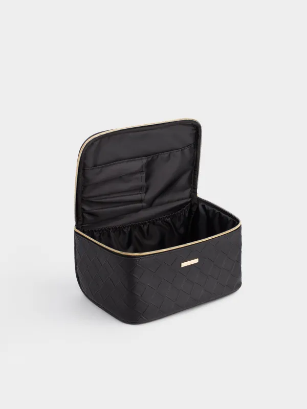 Cosmetic bag, 23x13 cm, with handle, polyurethane, black, Sennit, image-3