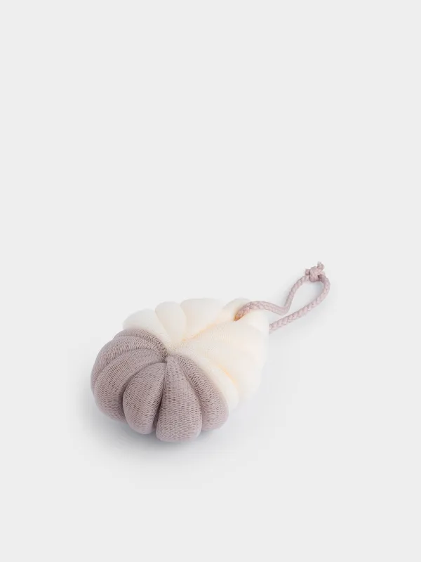 Body washcloth, 13 cm, polyethylene, Beige-white, Flower, Showy, image-1