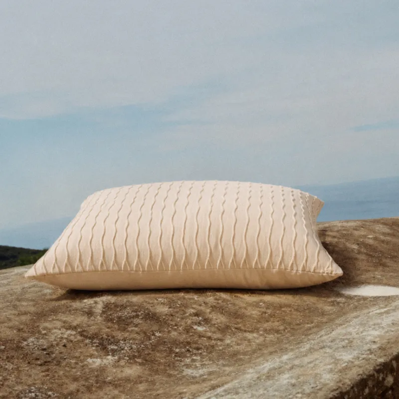 Decorative pillow, 43x43 cm, velvet, milky silver, Waves, Abstract