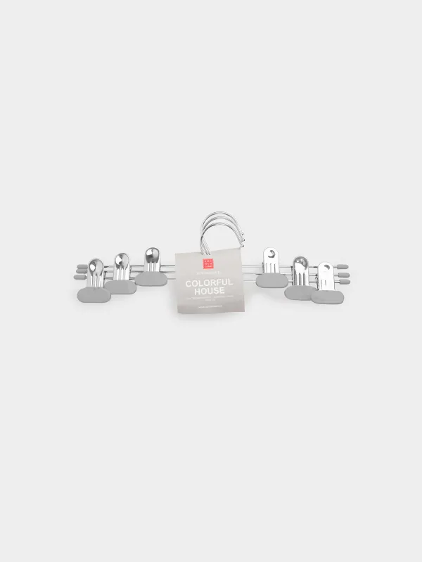 Pant/skirt hanger, 33 cm, 3 pcs, with clips, Coated metal, Grey, Colorful house, image-6