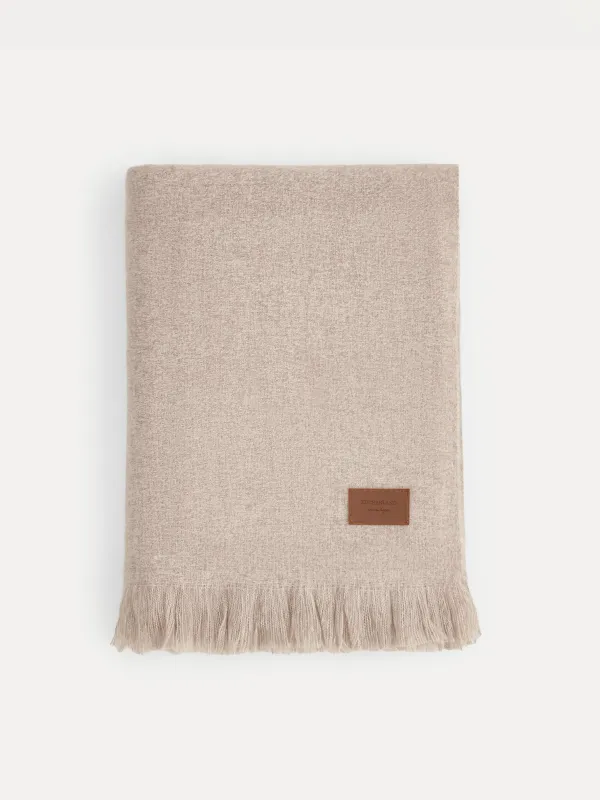 Plaid, 130x170 cm, fringed, polyester, light brown, Neutral, image-0