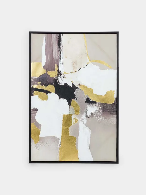 Framed painting, 80x120 cm, golden grey canvas, Abstract, image-0