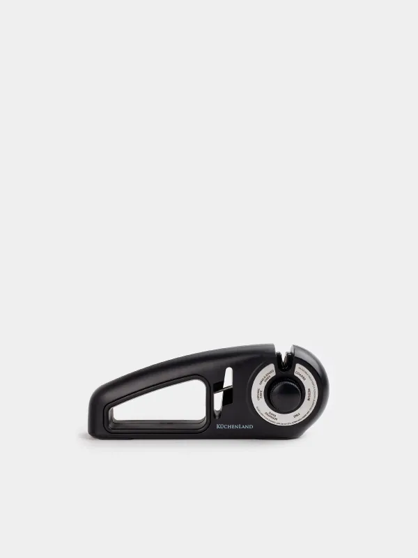 Knife and scissors sharpener, 24 cm, 3 stages/4 types of sharpening, plastic / ceramic, black, Liberica, image-0