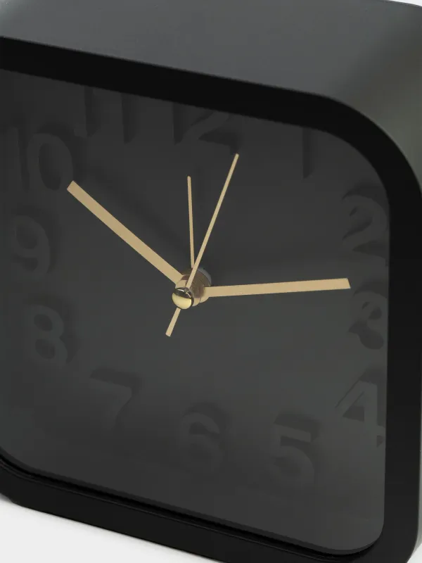 Alarm clock, 13 cm, plastic / glass, square, Black, Dial, image-4