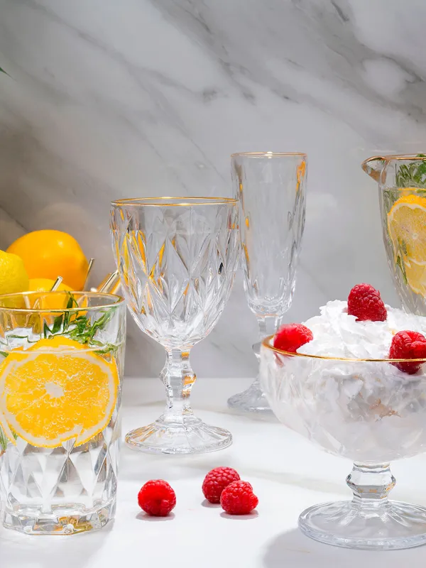 Drinking glass, 300 ml, 6 pcs, glass R, with golden edging, Rhomb gold, image-6
