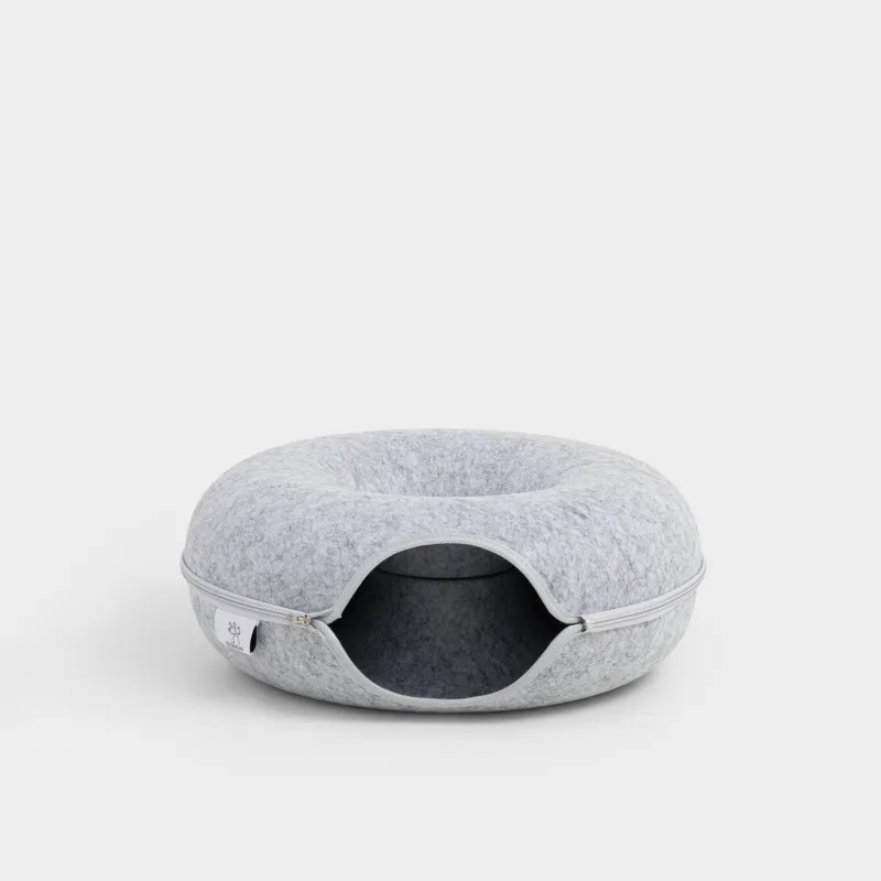Bed-house for cats, 50x50x20 cm, felt, round, gray, Favorite pet