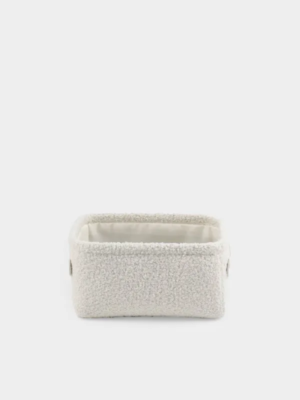 Storage basket, 22x17x11 cm, with handles, boucle, rectangular, milk, Boucle, image-0