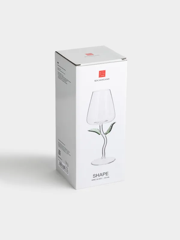 Drinking glass, 470 ml, Glass, Green leaves, Shape, image-5