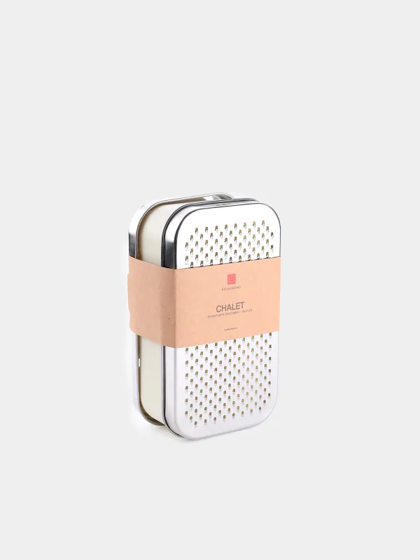Grater, 18x10 cm, with container and replaceable attachments, steel / plastic, dairy, Chalet, image-8