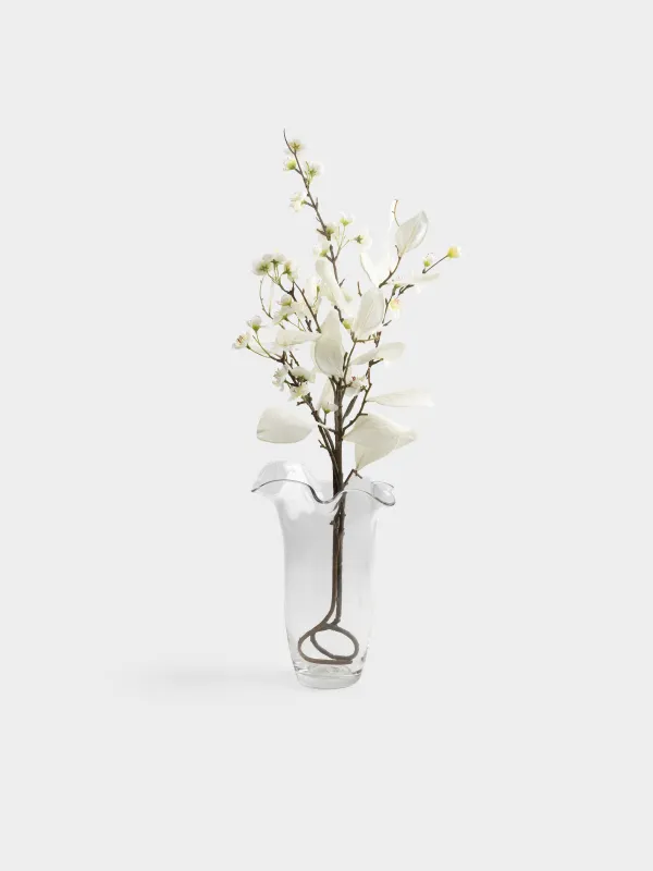 Flower vase, 30 cm, Glass, Wavy edges, Clear wave, image-3