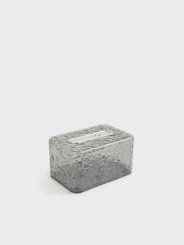 Paper napkin box, 19x12 cm, with sitemsing, plastic / metal, grey, Renaissance clear, image-1