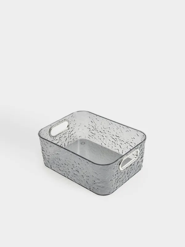 Organizer box, 27x21x10 cm, household, with handles, plastic, gray, Renaissance clear, image-1