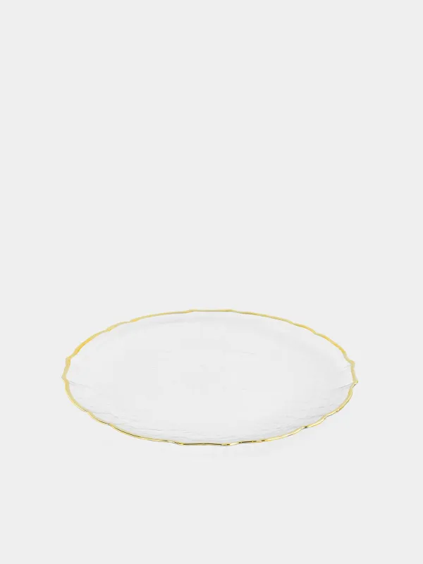 Charger plate, 33 cm, glass, with golden edging, Nautilus gold, image-1