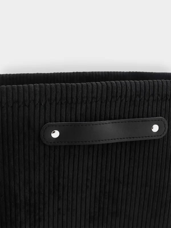 Laundry basket, 38x26x25 cm, with handles, polyester, rectangular, black, Black style, image-4