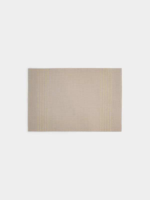 Placemat, 30x45 cm, PVC / polyester, rectangular, sand, Golden lines, Solid, image-0