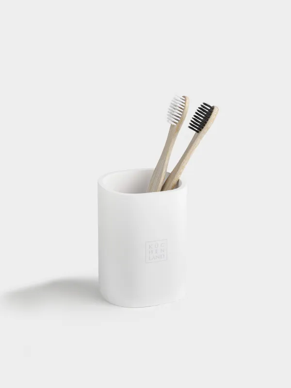 Toothbrush cup, 11 cm, polyresin, white, Vesta, image-2