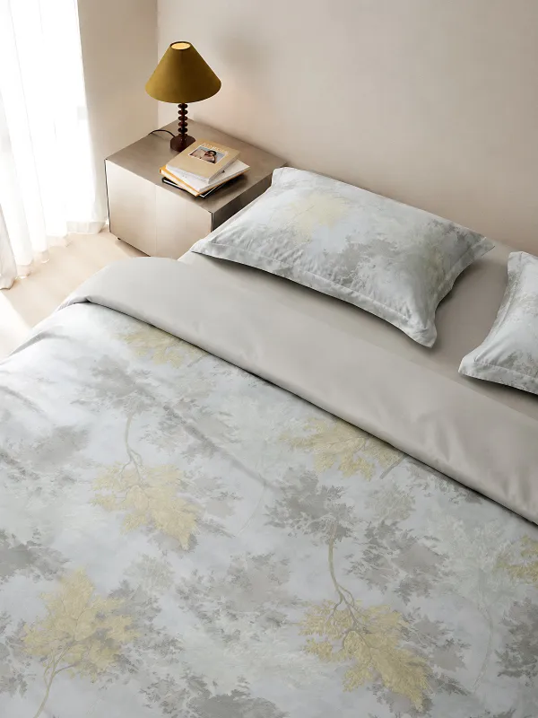 Bed linen, Euro, Tencel 300 TS, grey-menthol, Branches, Tencel, image-0