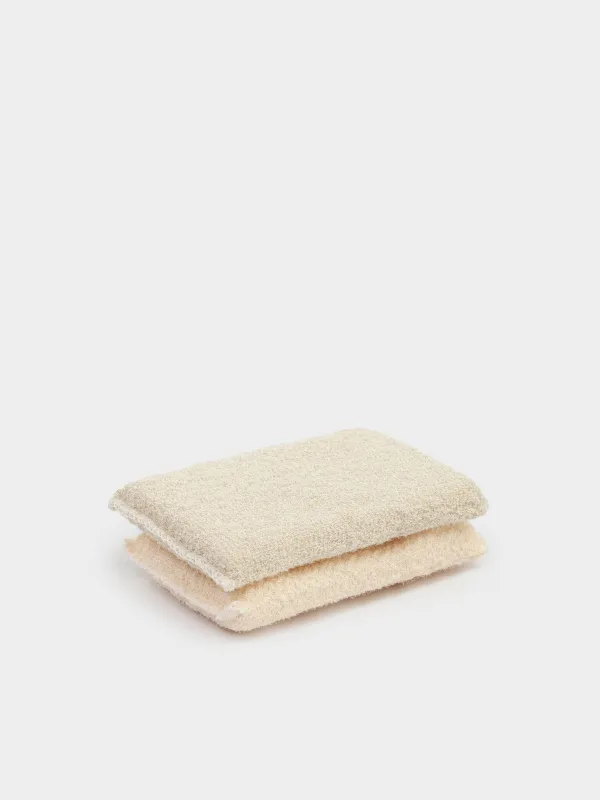 Dish washing sponge, 14x9 cm, 2 pcs, microfiber/foam, beige, Clean, image-1