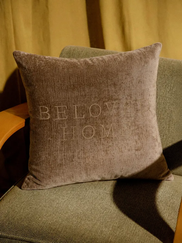 Decorative pillow, 45x45 cm, chenille / velvet, brown, Beloved home, Chenill, image-2