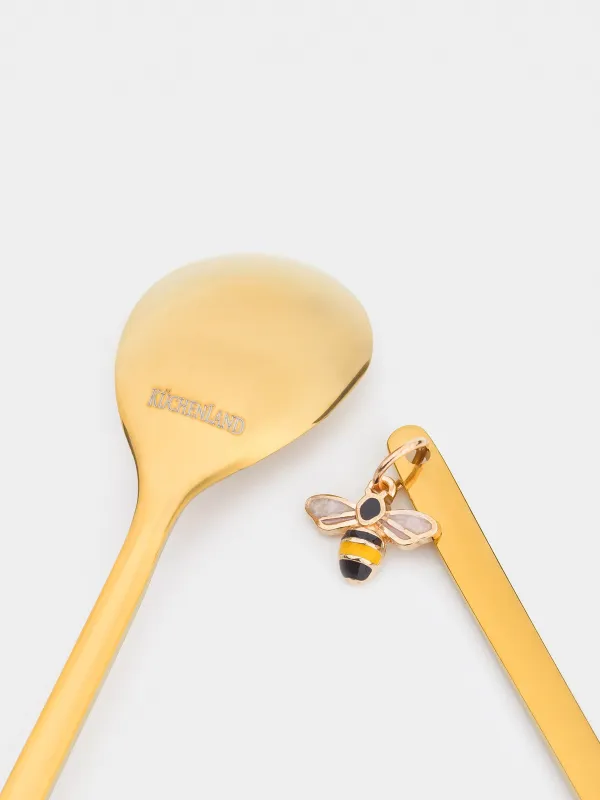 Dessert spoon, 14 cm, 2 pcs, steel, golden, Bee, Honey, image-4