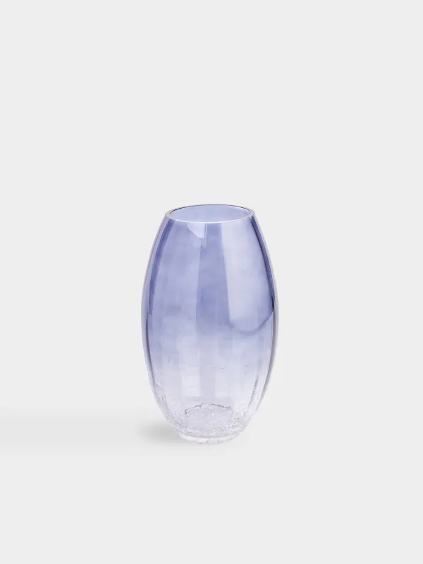 Flower vase, 24 cm, glass, blue gradient, Craquelure, Ice, image-2