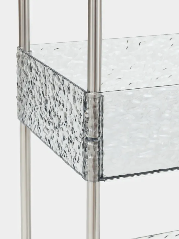 Bookcase, 3-tier, 40x22x63 cm, on wheels, with baskets, plastic, gray, Renaissance clear, image-2