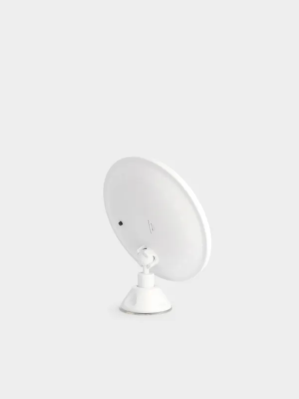 Hanging mirror, 18 cm, magnifying, with suction cups, illuminated, plastic, white, Mirror, image-5