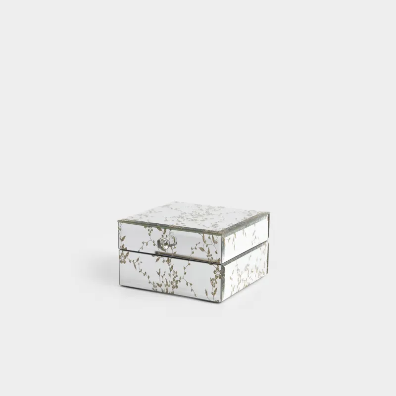 Jewelry box, 13x8 cm, glass, Mirror, Branches, Glossy