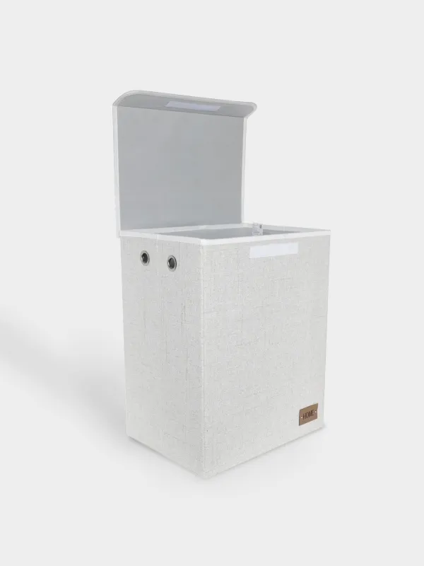 Laundry basket, 41x31x51 cm, polyester, rectangular, Beige, Everyday, image-2