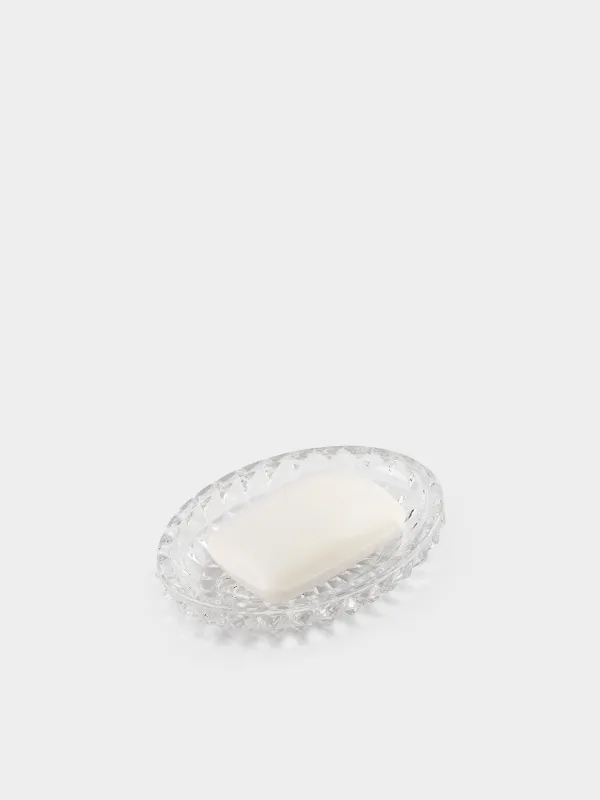 Soap dish, 13x10 cm, glass, oval, Diamond lights, image-3