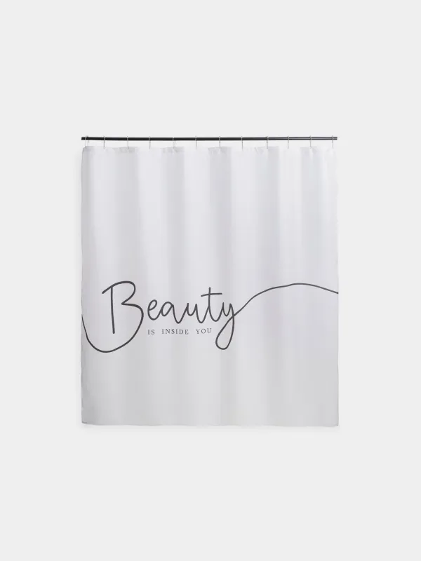 Bathroom curtain, 180x180 cm, with rings, polyester / metal, white, Beauty, Protection, image-1
